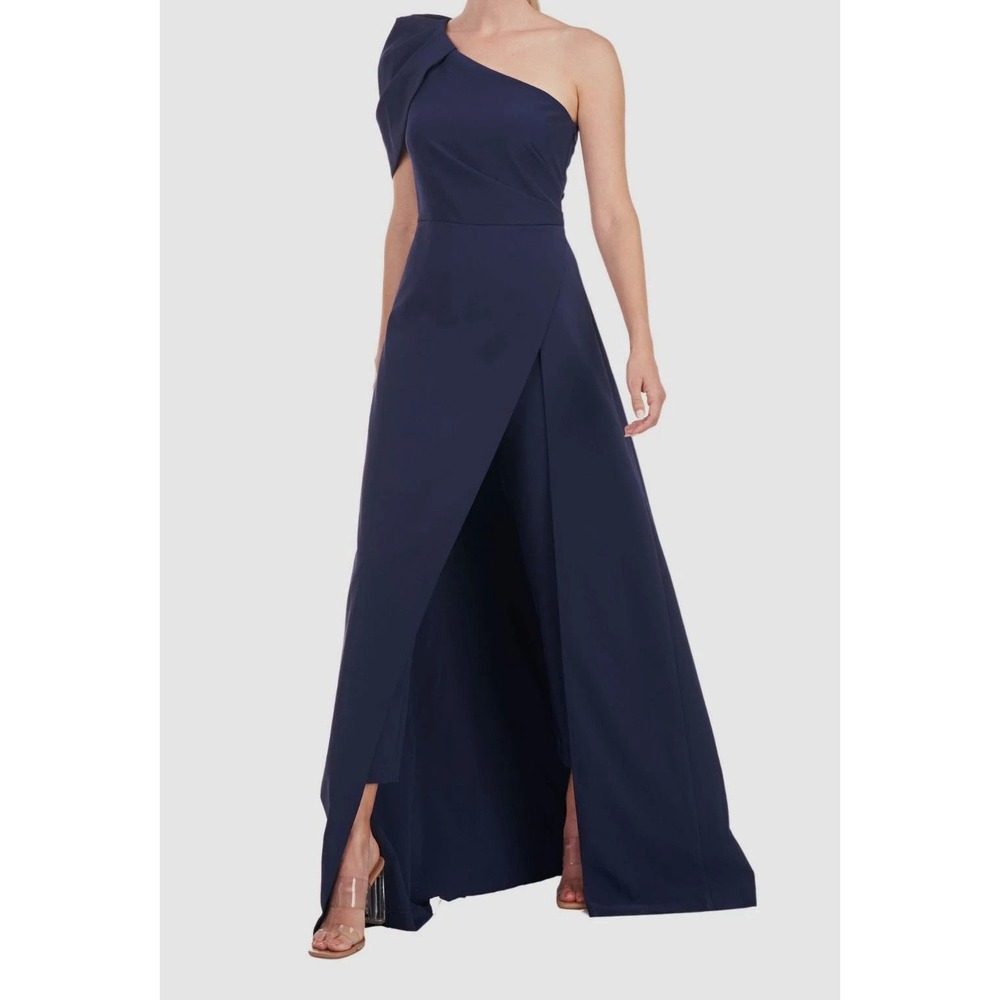 Kay Unger Women's Blue Bijou Stretch-Crepe Jumpsuit (16)